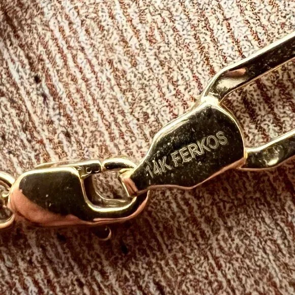 $595 FERKO'S FINE JEWELRY 14K Yellow Gold Paperclip Chain Link Bracelet 6.5" - Picture 3 of 9